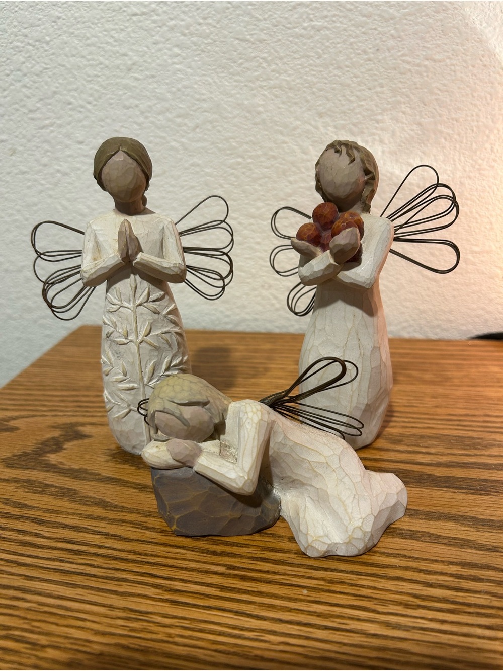 Willow Tree Beige and Brown Angel Figurine Trio